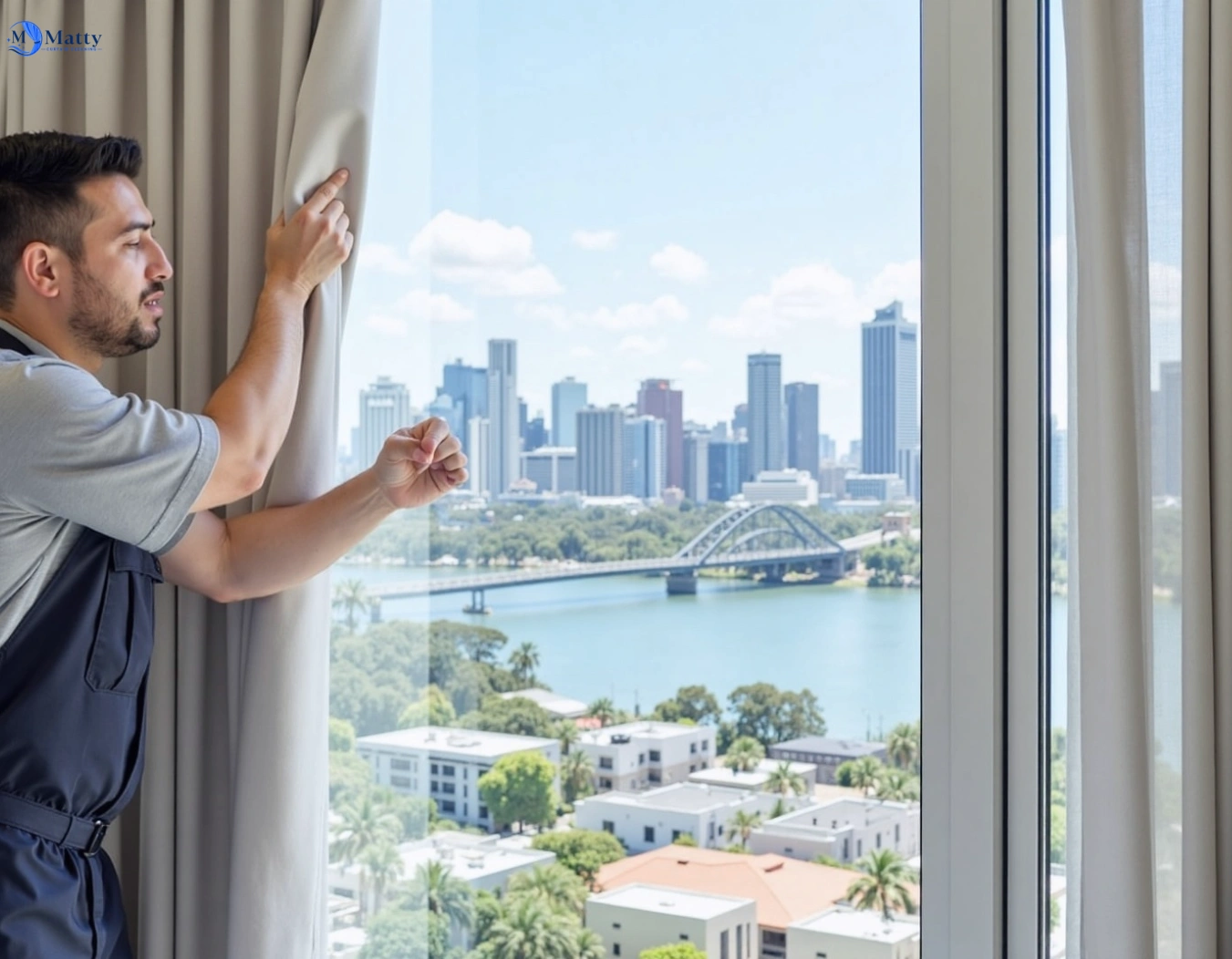 Professional curtain steam cleaning service new-chum QLD by Matty Curtain Cleaning