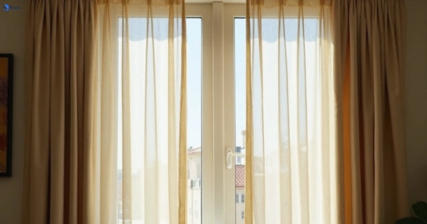 Dull dusty drapes in new-chum before professional cleaning